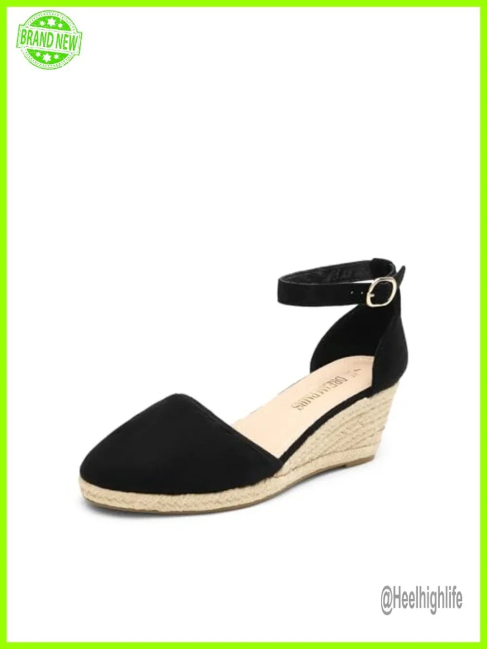 Espadrilles Platform Wedge Sandals with Ankle Strap Faux Suede Closed Toe